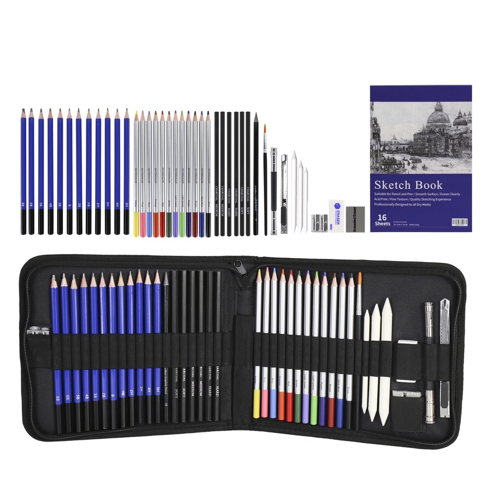 

417798 Set Alat Gambar Lukisan Pensil Berwarna dan Buku Sketsa a EE3