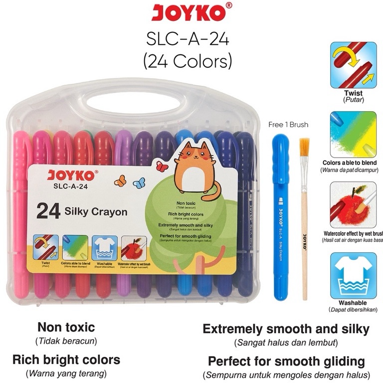 

Silky Crayon SLCA24 Krayon Halus Joyko SLCA Warna Colors p J5L5