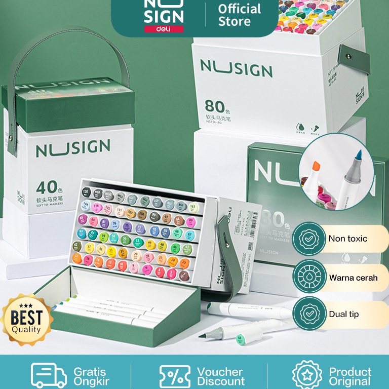 

KODE R45Q Nusign Sketch Marker Spidol Sketsa Dual Tip 4 6 8 Warna Non Toxic NS736