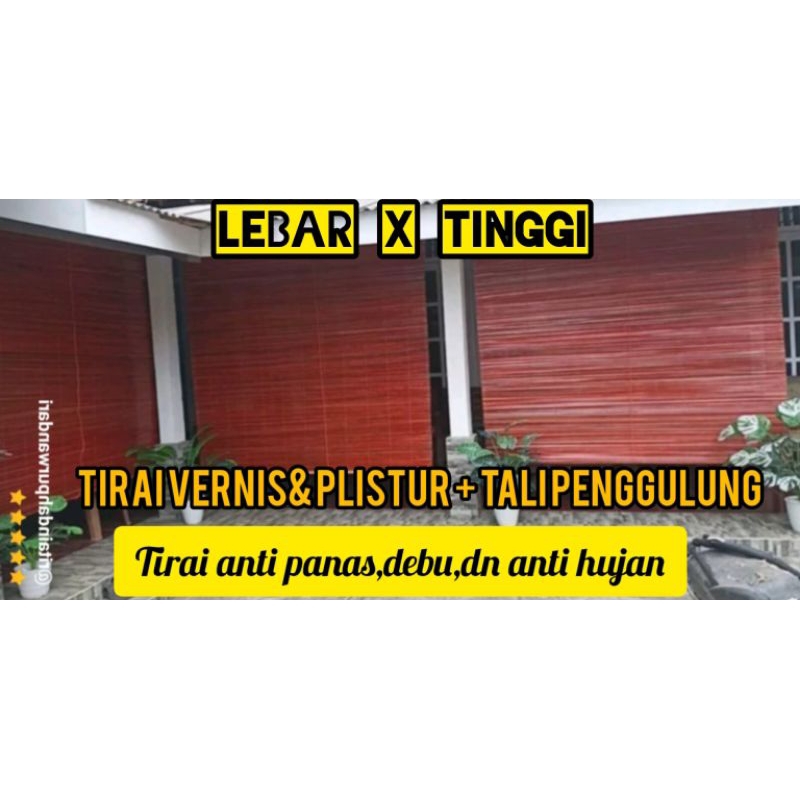 Tirai bambu sawit (PLISTUR)UK 2,5m x 3m tali penggulung ring besi tirai kerey outdoor anti panas ant