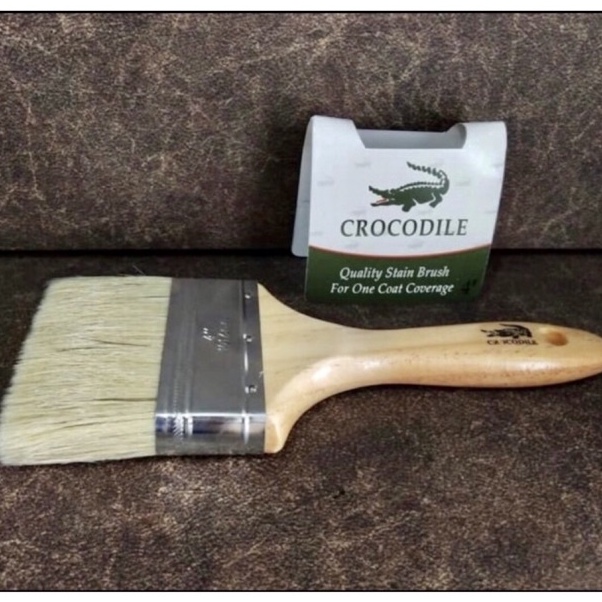 

4inchi Kuas cat cap buaya asli 4 inchi kuas cat buaya crocodile asli buaya 4inchi kuas cat paint brush bulu putih bagus original o N6R4