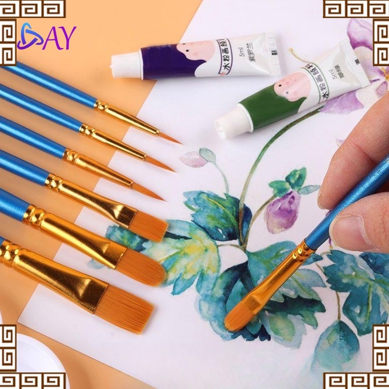 

KODE U6X 1pcs Nylon Hair Brush Matte Blue Rod Lukis Oil BrushPaintbrush Nylon Set Art Supplies Artist Paint Brush