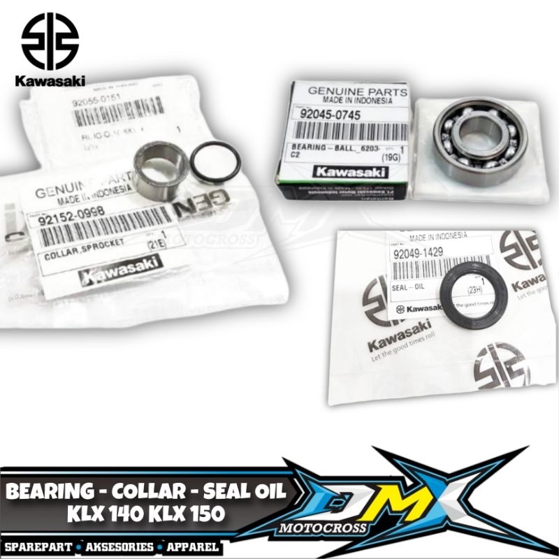 BEARING BALL COLLAR RING-O SEAL OIL SPROCKET BERING BUSHING ORING SIL OLI AS GIR DEPAN KLX 140 KLX 1