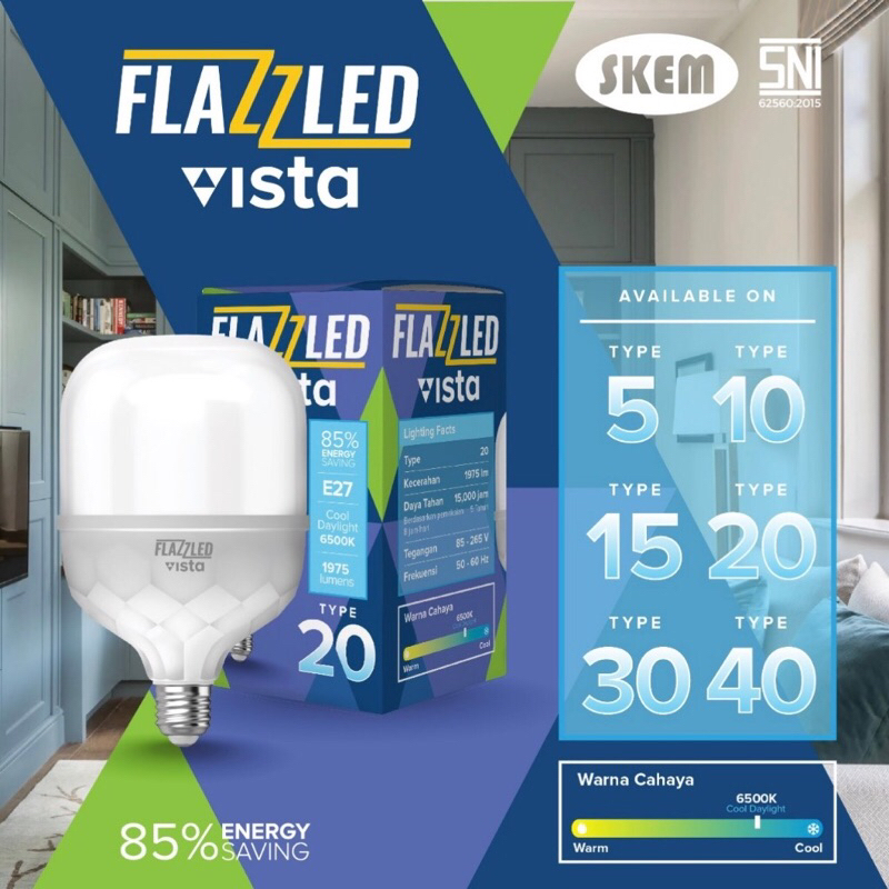 LAMPU LED FLAZZLED VISTA LAMPU RUMAH FLAZZ LED CAHAYA PUTIH BOHLAM LAMPU LED BULB Bola CAPSULE LED S