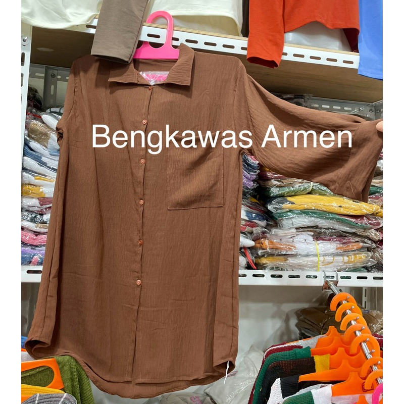 Kemeja TUNIK Wanita Polos Crinkle - Atasan wanita TUNIK airflow - Blouse Wanita TUNIK Crinkle Kringk