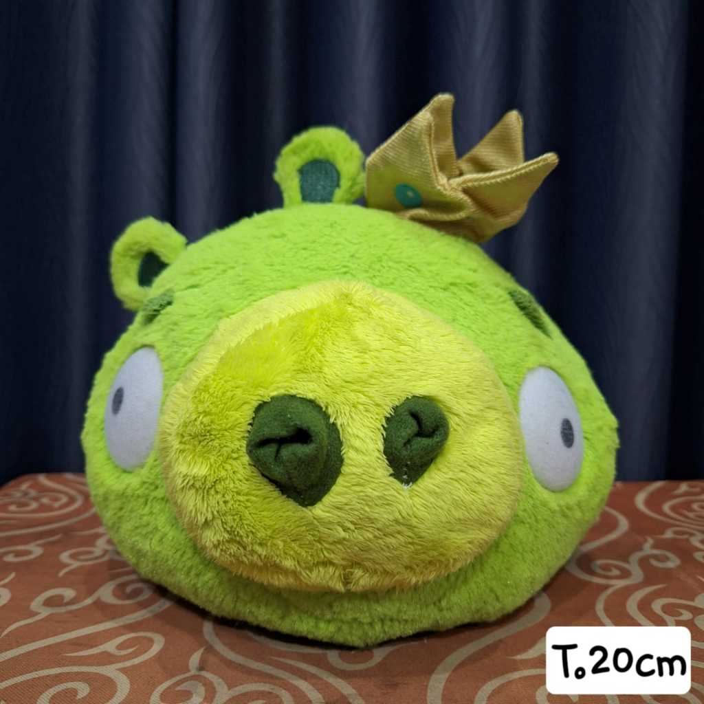 Boneka B2 Pig Hijau Angry Birds Bulu Mahkota Cantik Lucu