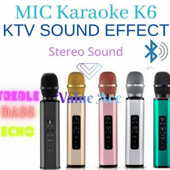 KF7 Mic K6 Mic Wireless Bluetooth Karaoke Player K6 Microphone Speaker KTV Efek