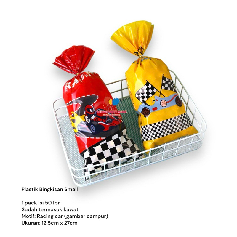 

(RACING CAR 1 PACK ISI 50 LBR) Plastik Bingkisan KECIL / Plastik Ulang Tahun Souvenir Murah Size S