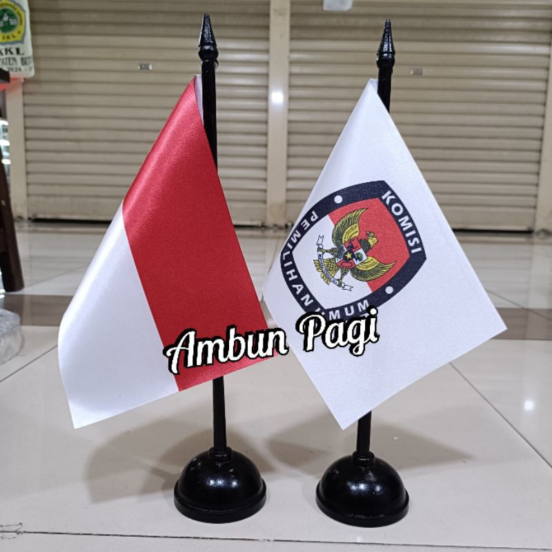 

best seller tiang kayu meja+bendera KPU+bendera Merah Putih