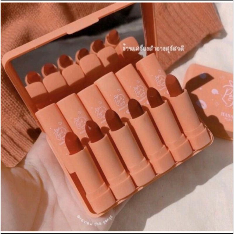 [Per Papan Isi 6Pcs] Hasaya Girl Lipstik Papan Mini Peach Farm