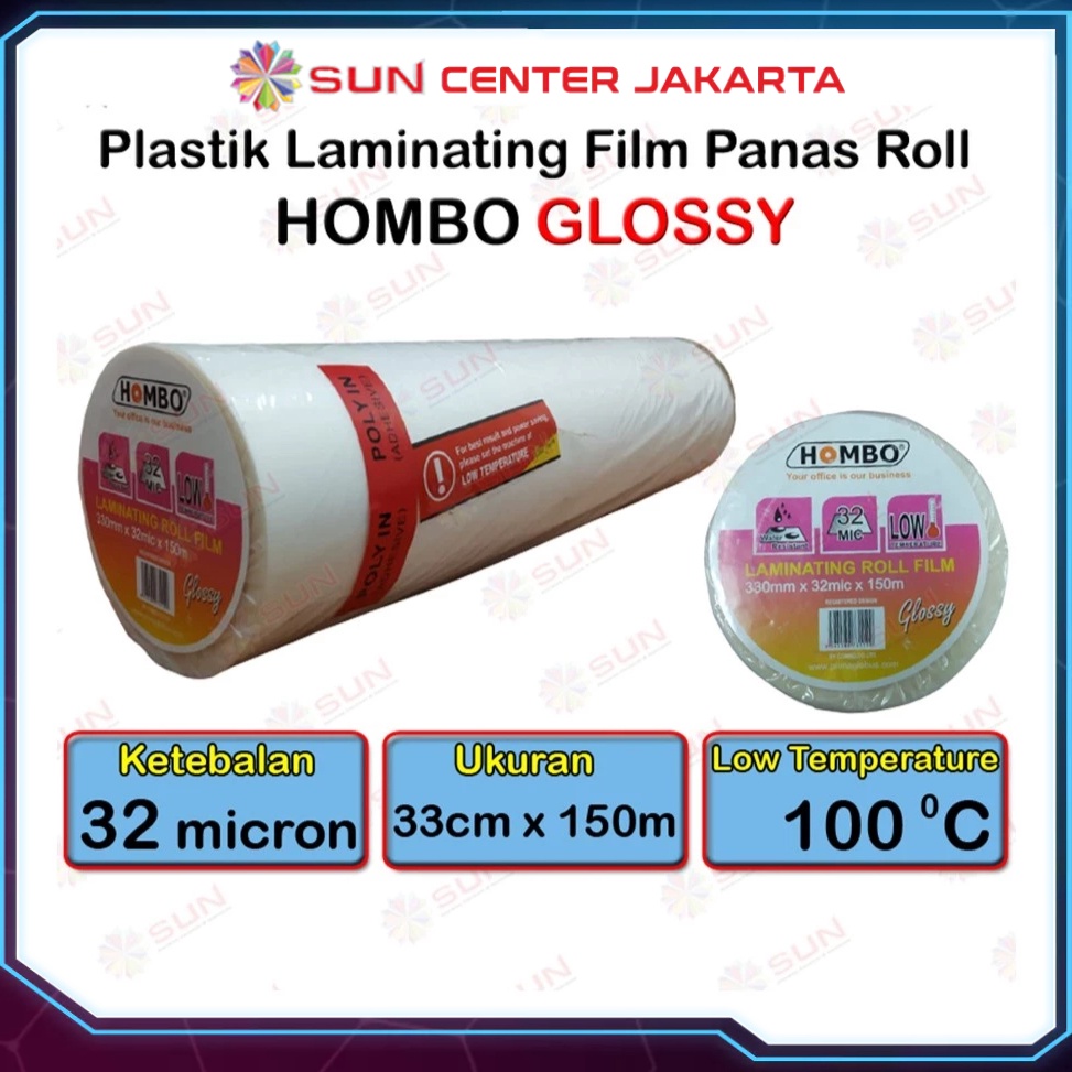 

KODE T46I Plastik Laminating Panas Roll Hombo 32 micron GKTech 28 mic21mic 33 cm x 15 m Glossy Doff Low Temperature untuk mesin Laminating laminasi panas roll