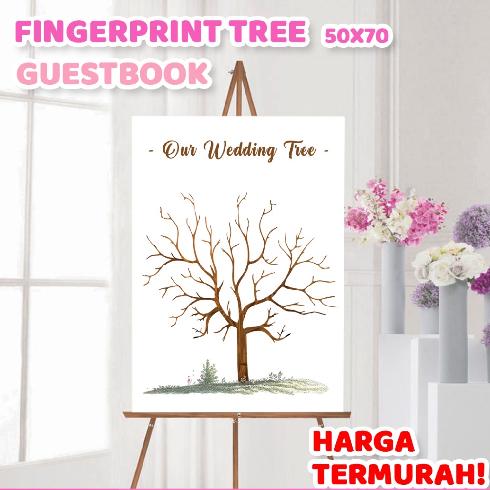 

Kanvas Wedding Tree Fingerprint Guest Book 5x7 cm Canvas Lukisan Pohon Sidik Jari Finger Print Buku Tamu Pernikahan Wedding Invitation Tema Biru Pink Ungu Merah Rainbow y R1U2