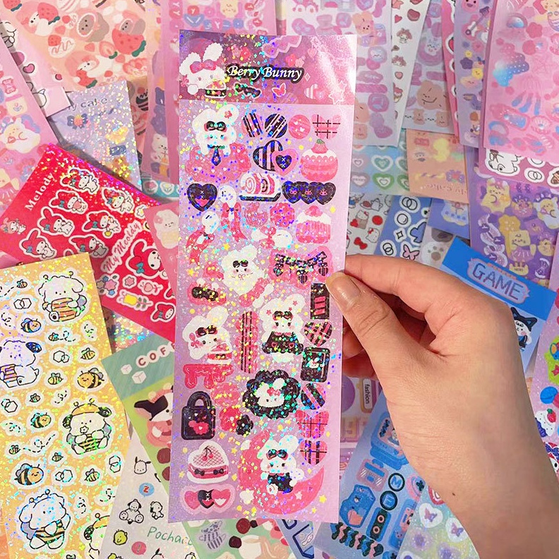 

UKURAN LEBIH BESAR ISI 11 Stiker DIY Lucu Ala Korea Sticker Glossy Pack Dekor Photocard Souvenir x J7H2