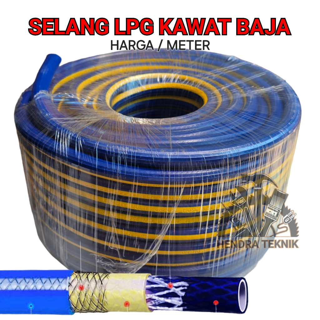 ORIGINAL SELANG ELPIJI KAWAT BAJA 3/8"  SELANG GAS LPG TEBAL 5 LAPIS 10MM SELANG AIR MINYAK ANGIN SE