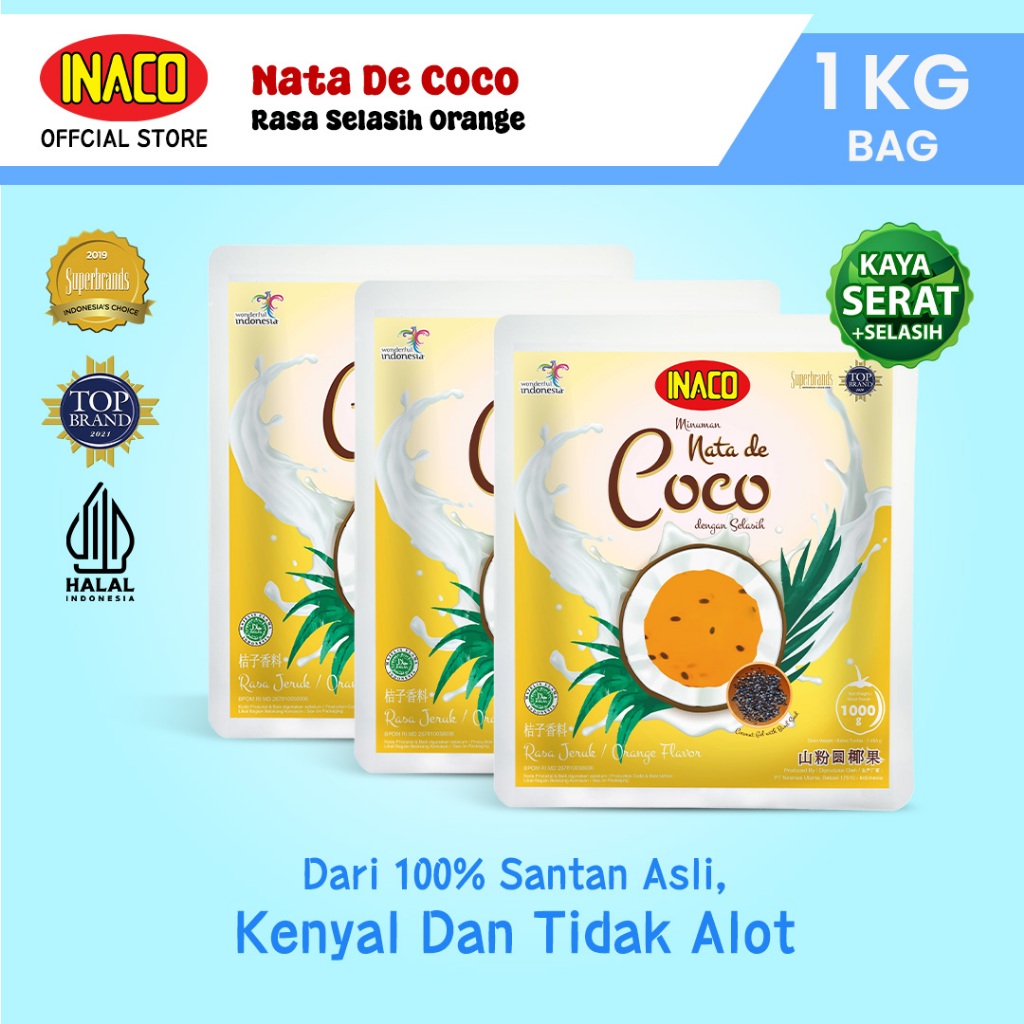 

INACO Nata De Coco Selasih Orange Pouch 1kg - Triplepack