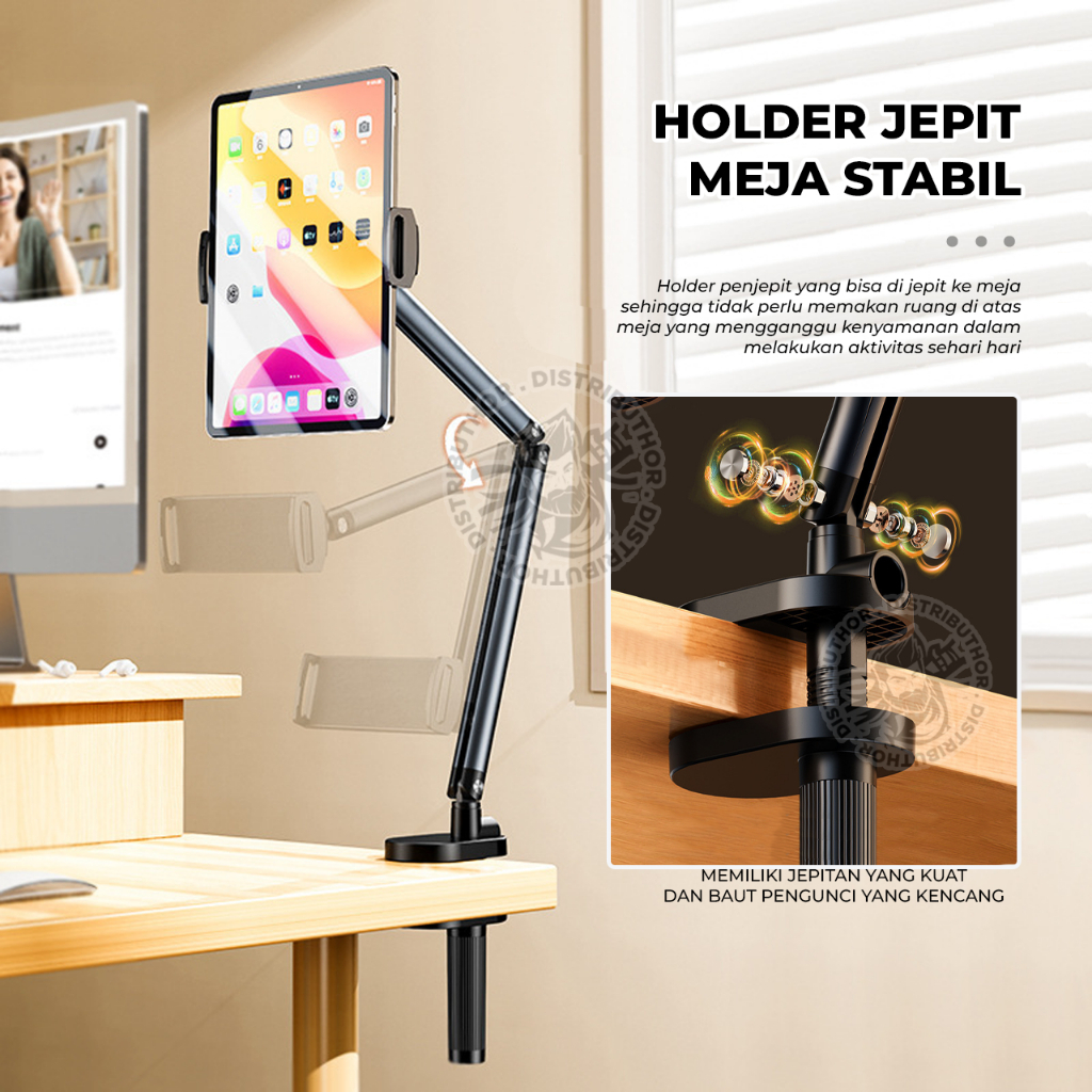 Holder Hp Besi JOPREE CT09 Phone Stand Handphone Jepit Meja Lazypod Penjepit Penyangga Tablet Tripod