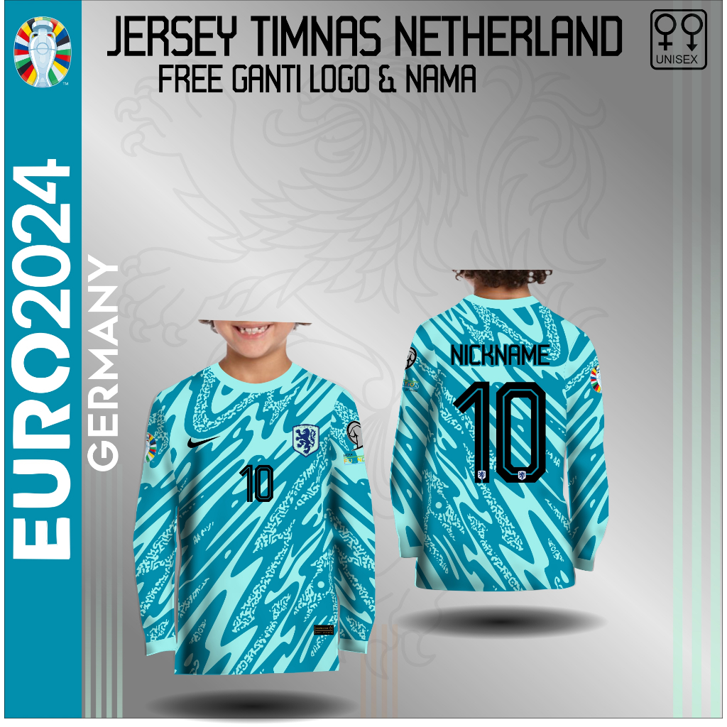 Jersey football anak kaos bola kiper timnas belanda baju piala eropa jerman 2024 lengan panjang