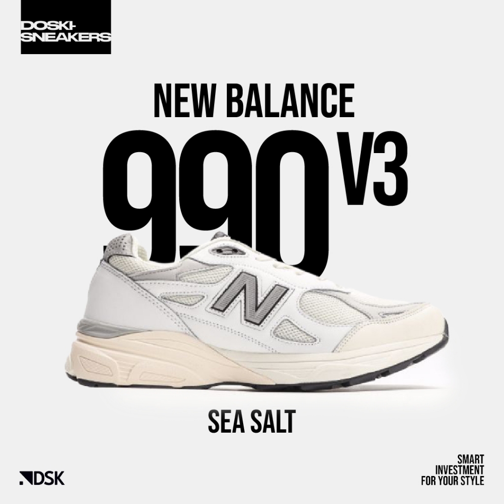 New Balance 990 V3 Sea Salt 100% Original Sneakers Casual Pria Wanita Sepatu Ori Murah Sepatu NB Ori