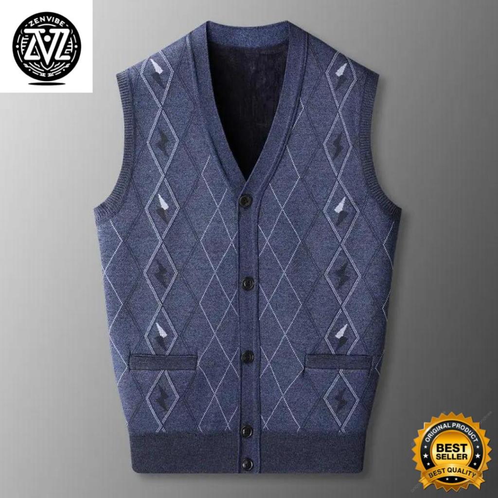 Vest Rajut Pria Wine Zenvibe Rompi Rajut Vest Knitt Korean Style Untuk Kantoran atau sekolah Bahan K