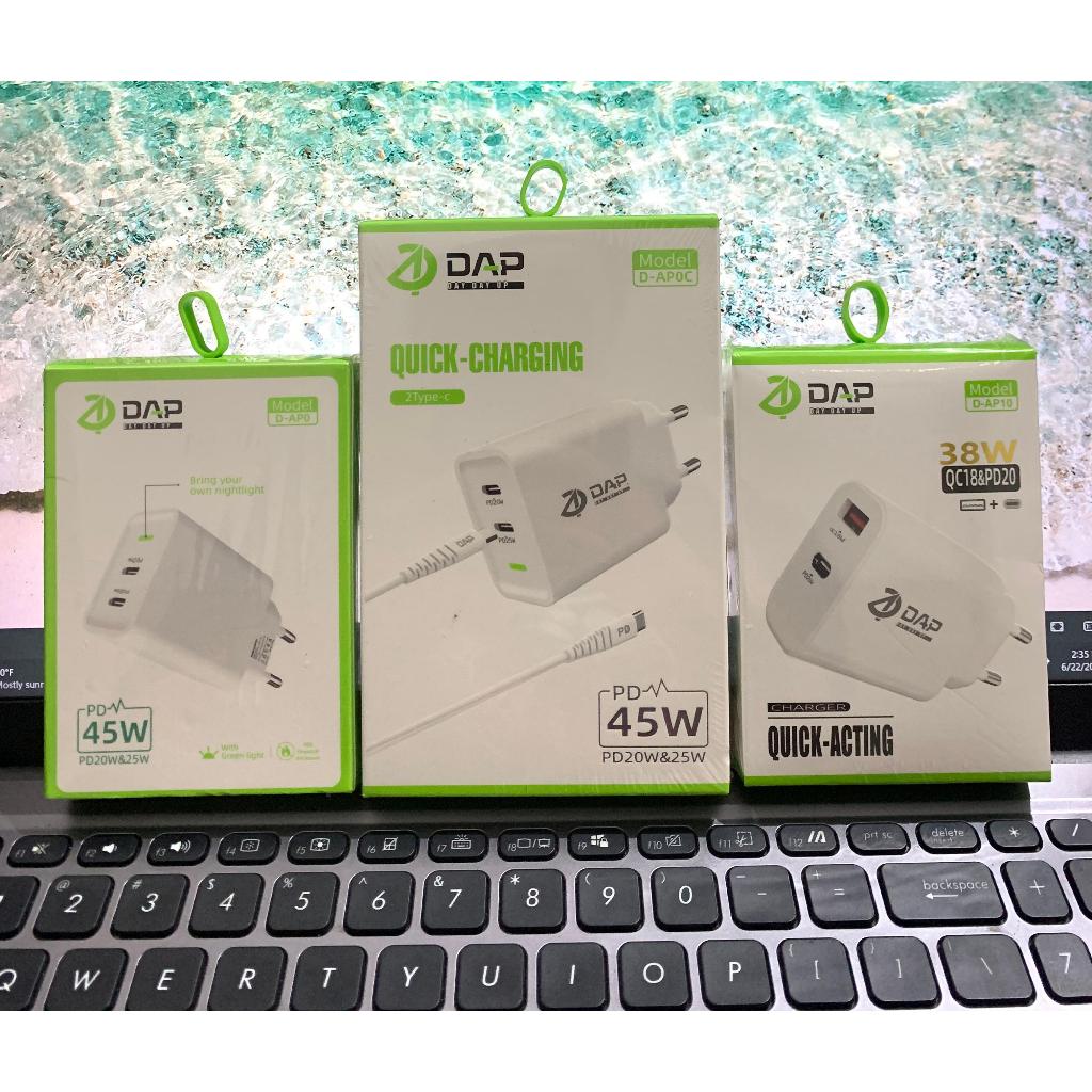 DAP Charger D-AP0 45W/D-AP0C + Kabel Type-C 45W/D-AP10 38W QC18&PD20 Quick Charging Charger