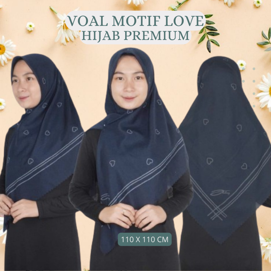HIJAB SEGIEMPAT VOAL MOTIF LASERCUT series ANDEEY LOVE Premium