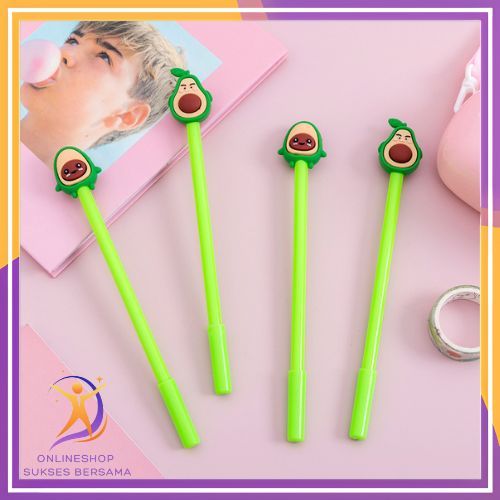 

OSB Pena Karakter Alpukat Lucu Pulpen Tinta Gel Cair Motif Avocado Unik Alat Tulis Kantor Sekolah Stationary Murah