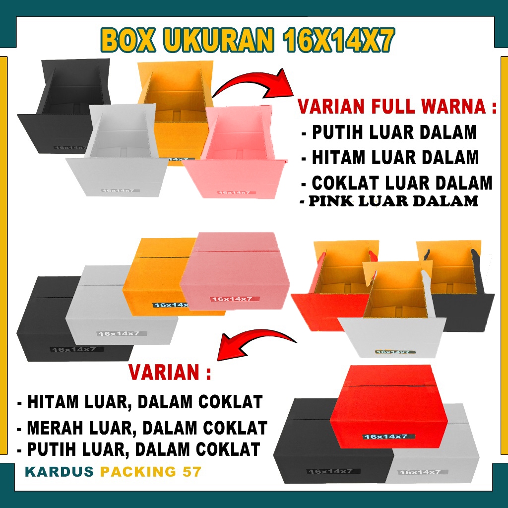 

(PAKET 10 PCS) Box 16x14x7 Cm / Box Packing A1 / Kardus Polos