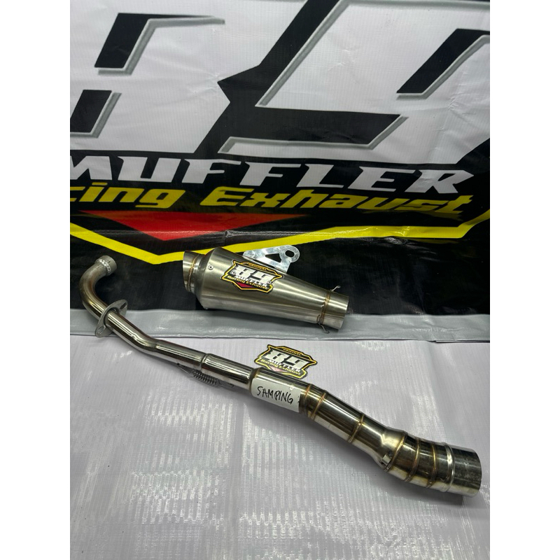 knalpot racing netral bebek samping silencer fantera inlet50 P20cm sarangan setengah leher netral sa