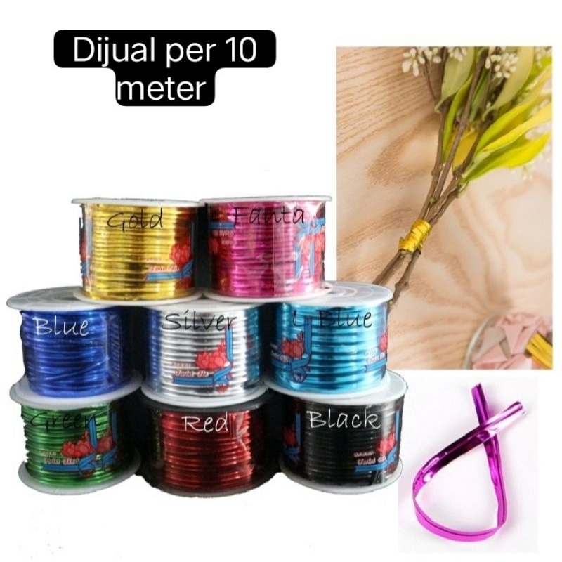 

Pita kawat metalik per 10 meter souvernir warna warni Twister Tie