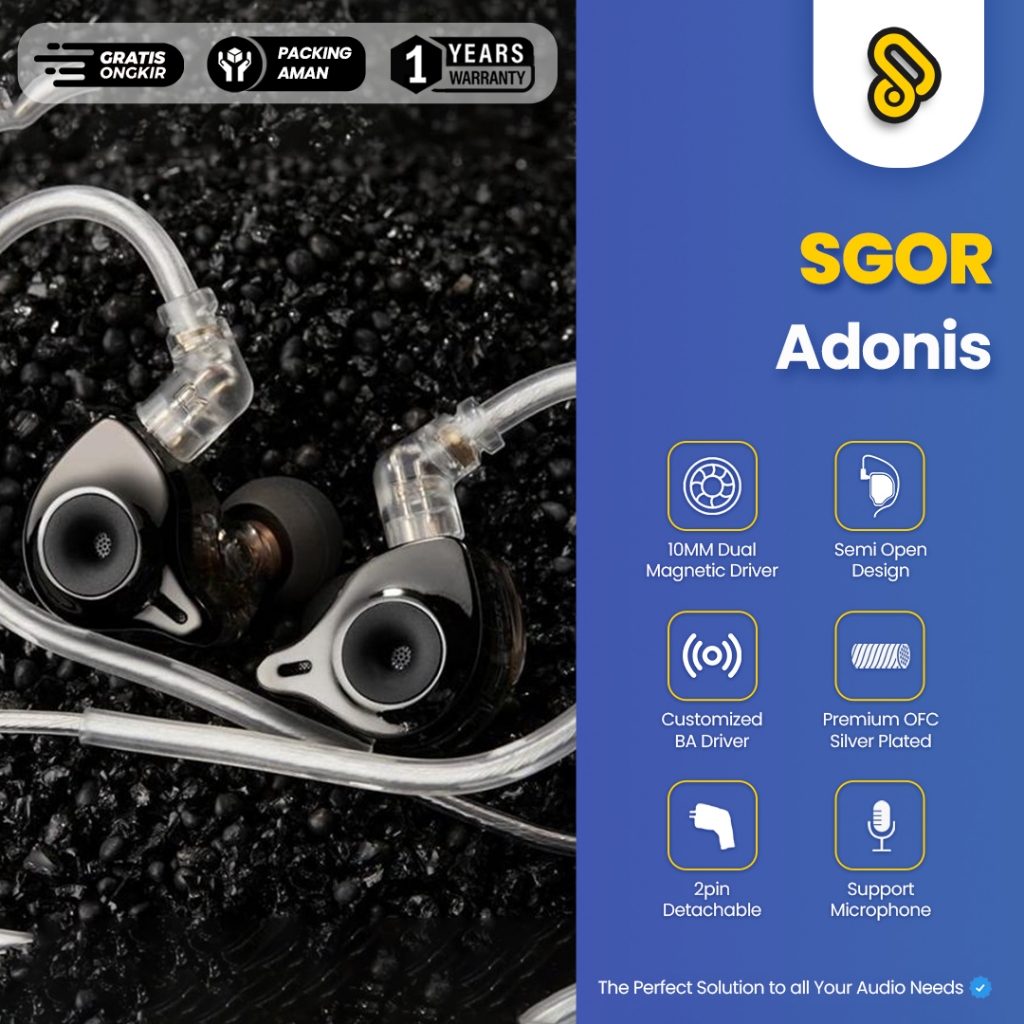 SGOR ADONIS Hybrid Dual Driver In Ear Earphone with MIC