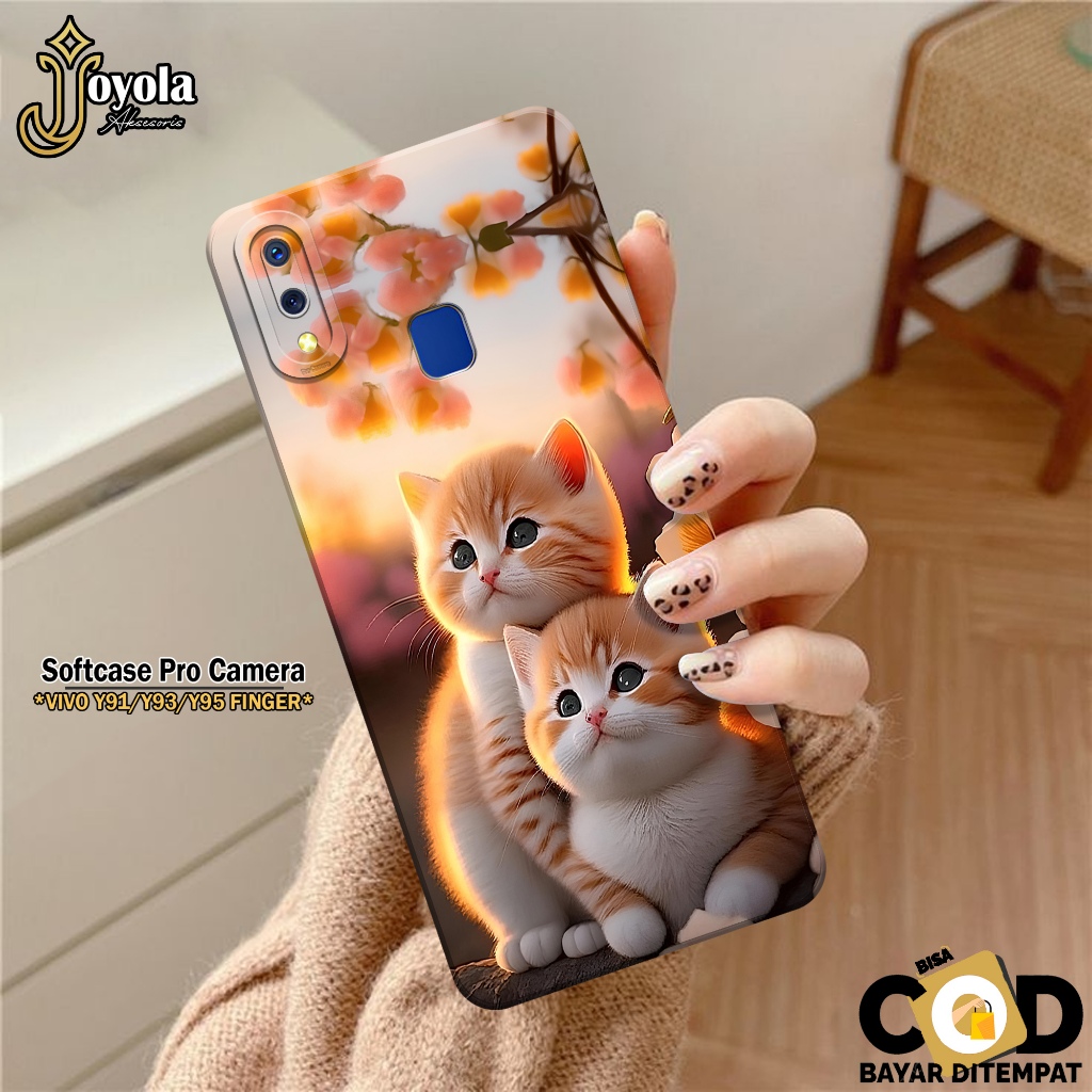 Case VIVO Y91/Y93/Y95 FINGER Fashion Casing Kucing Softcase Pro Camera - Case Pelindung Kamera - Bum