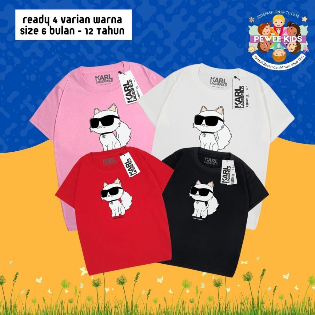 Kaos Anak Laki Laki Perempuan 1-12 Tahun Baju Atasan Import Premium  CATSIDE KARL LAGERFELD