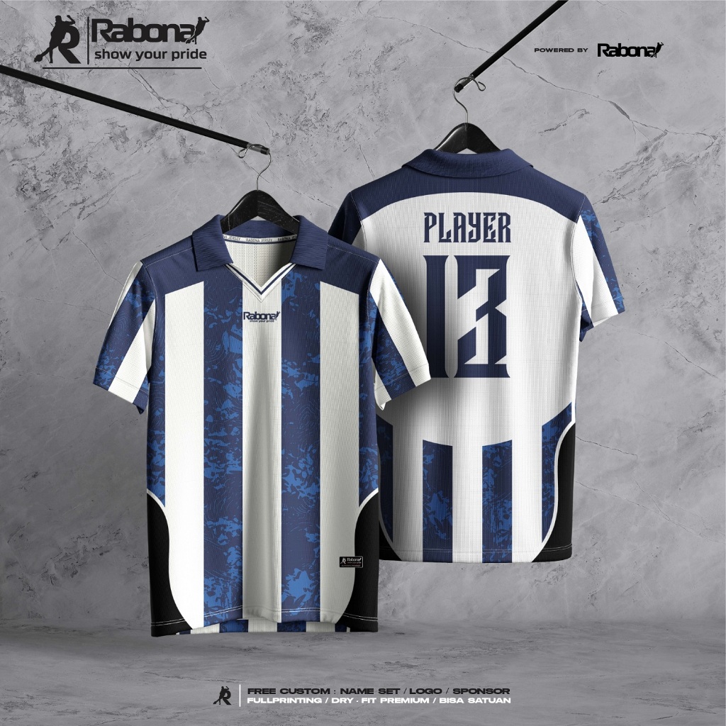 JERSEY FUTSAL / SEPAKBOLA MARBLE BLUE  FREE CUSTOM NAMA NOMER PUNGGUNG LOGO NAMA TEAM FULL PRINTING
