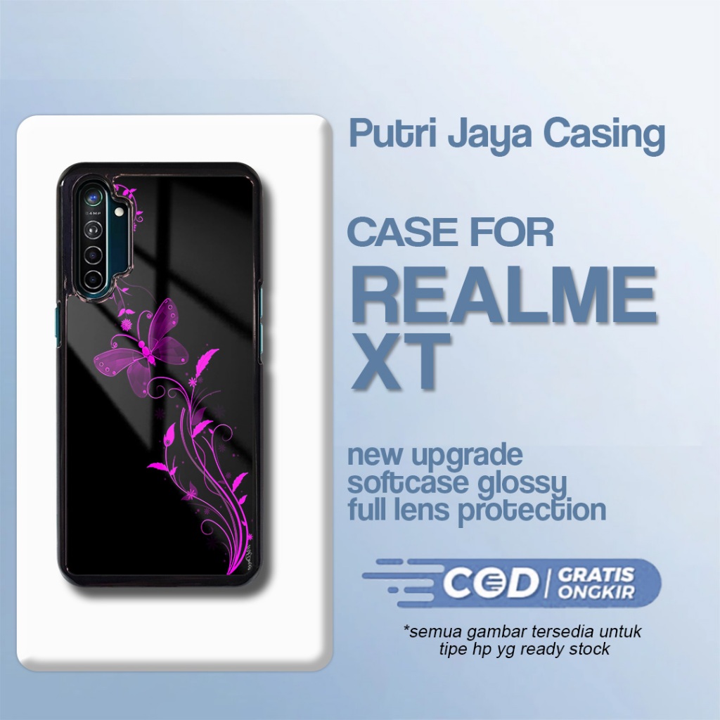 Case Realme XT Terbaru - Casing Realme XT - Motif Kupu kupu - Hardcase Premium Glossy - Softcase Hp 