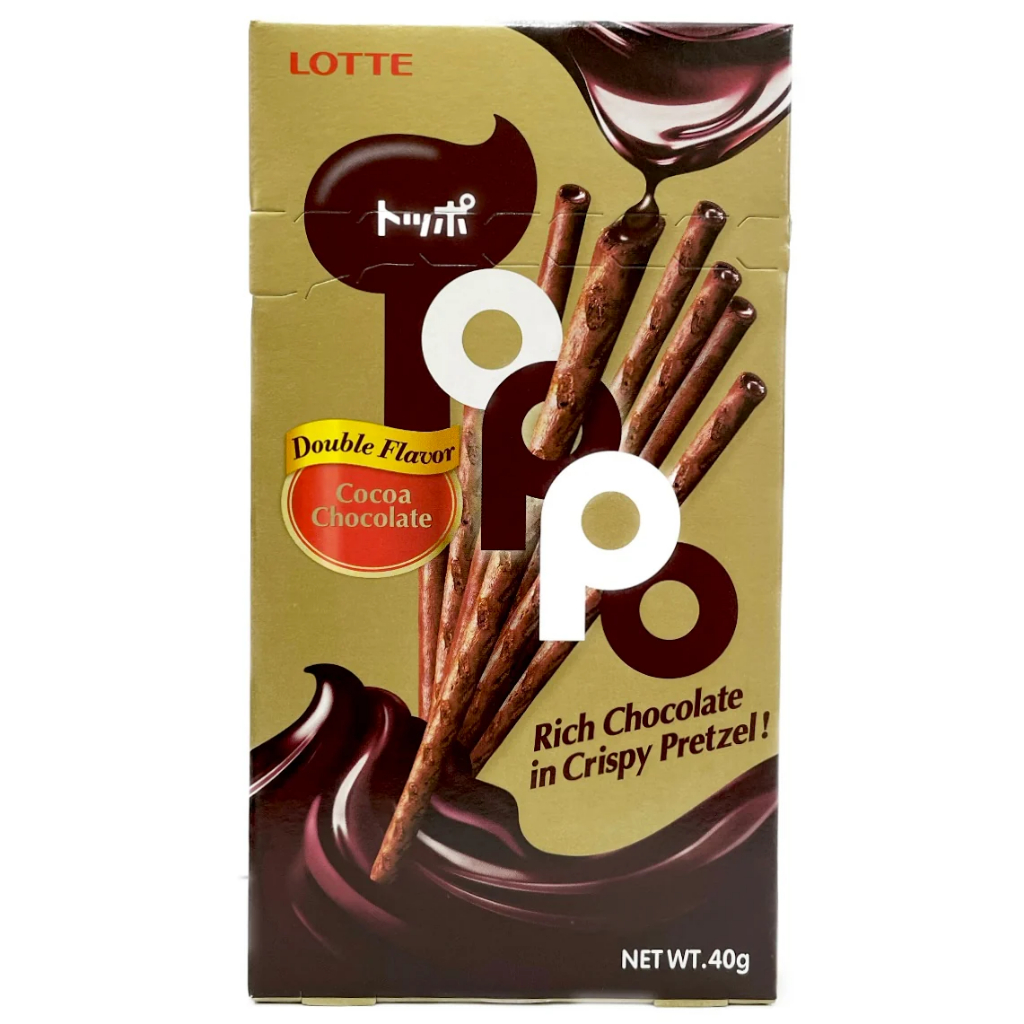 

Lotte toppo double chocolate 17g (isi 12) coklat, coklat stik, chocolate stick snack lezat