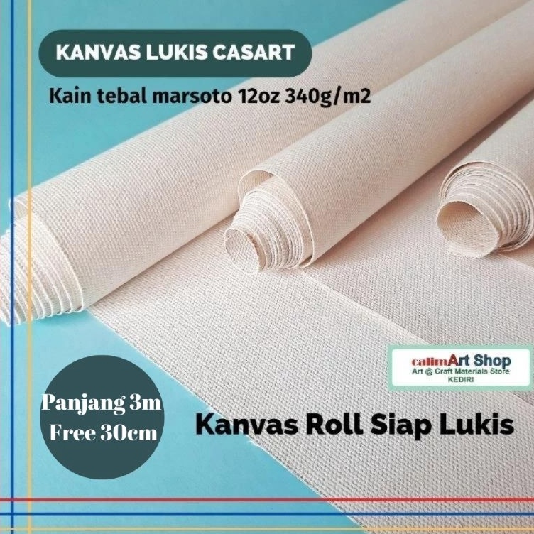 

Kain Kanvas Roll Siap Lukis CASART Siap Pakai 33cmx157cm w E2A2