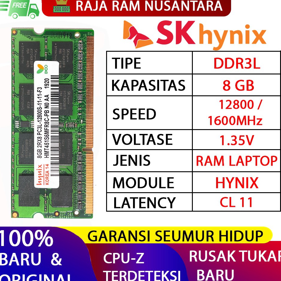 KODE Y86G RAM HYNIX DDR3L 8GB 16MHZ 128 ORI RAM LAPTOP DDR3 RAM NB DDR3