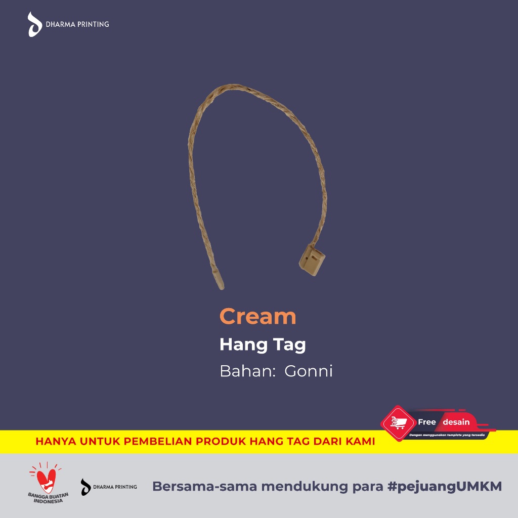 Tali Hang Tag Goni (Cream) (Khusus pembelian cetak Hang Tag di Dharma Printing)