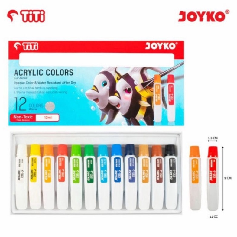 

Cat Acrylic 12 warna JOYKO TiTi ACC12ML12C 1set12 warna g S6C9