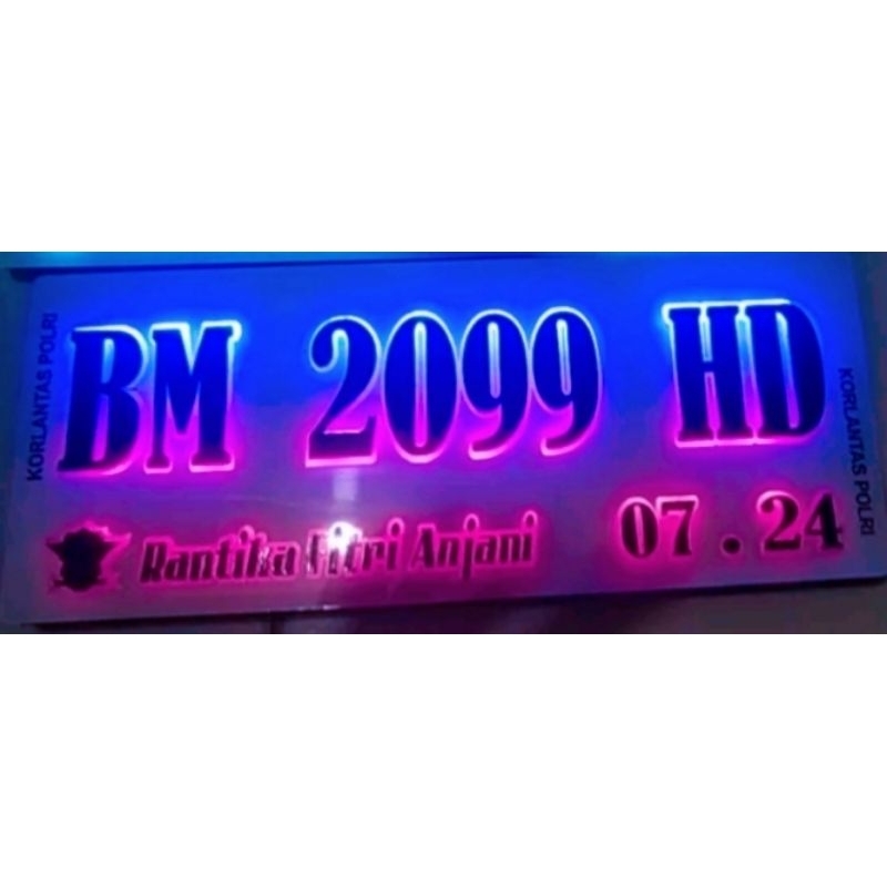 plat nomor motor variasi LED Timbul