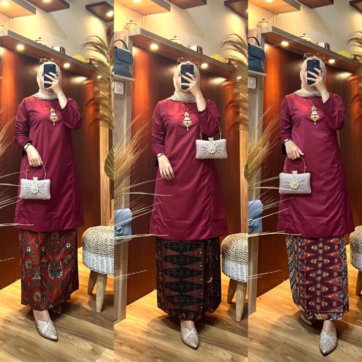 KP8 By GoldenStore Setelan Baju Kurung Melayu  Baju Kurung Stelan Rok Batik Baju Kurung Malaysia  Ba