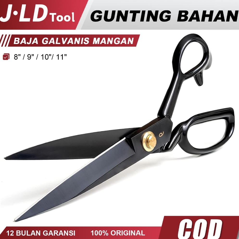 

JLD Gunting Bahan Kain Hitam 8 9 1 11 Tailor Scissor Gunting Baja Galvanis Mangan u C5B5