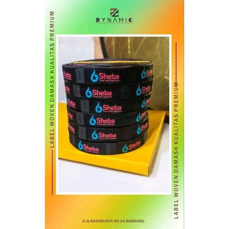 label woven bordir rajut ukuran 2,5x5cm minimal order 100 lusin(1200pcs) free dsain free hotcut