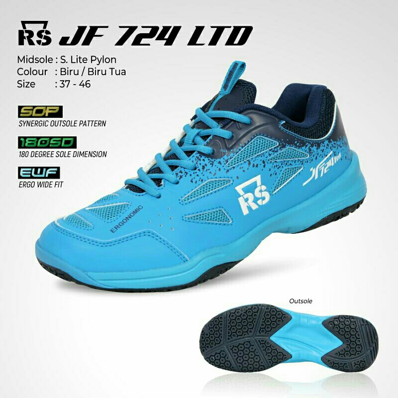 Sepatu Badminton Bulutangkis RS Jeffer 724 Limited Dijamin Original Official Reinforce Speed