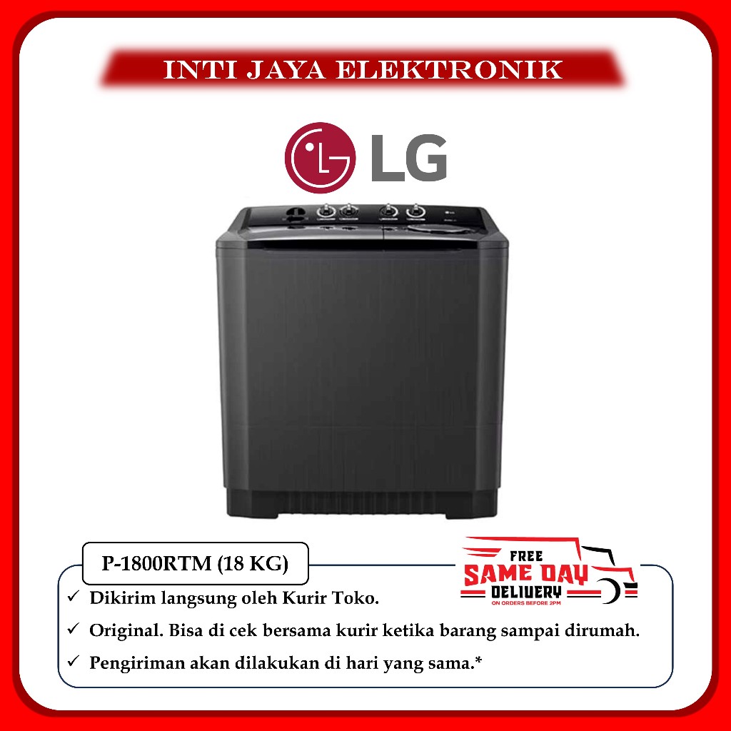 MESIN CUCI LG 18 KG DUA TABUNG P-1800RTM LG 18KG 1800 1800RTM P1800 P-1800