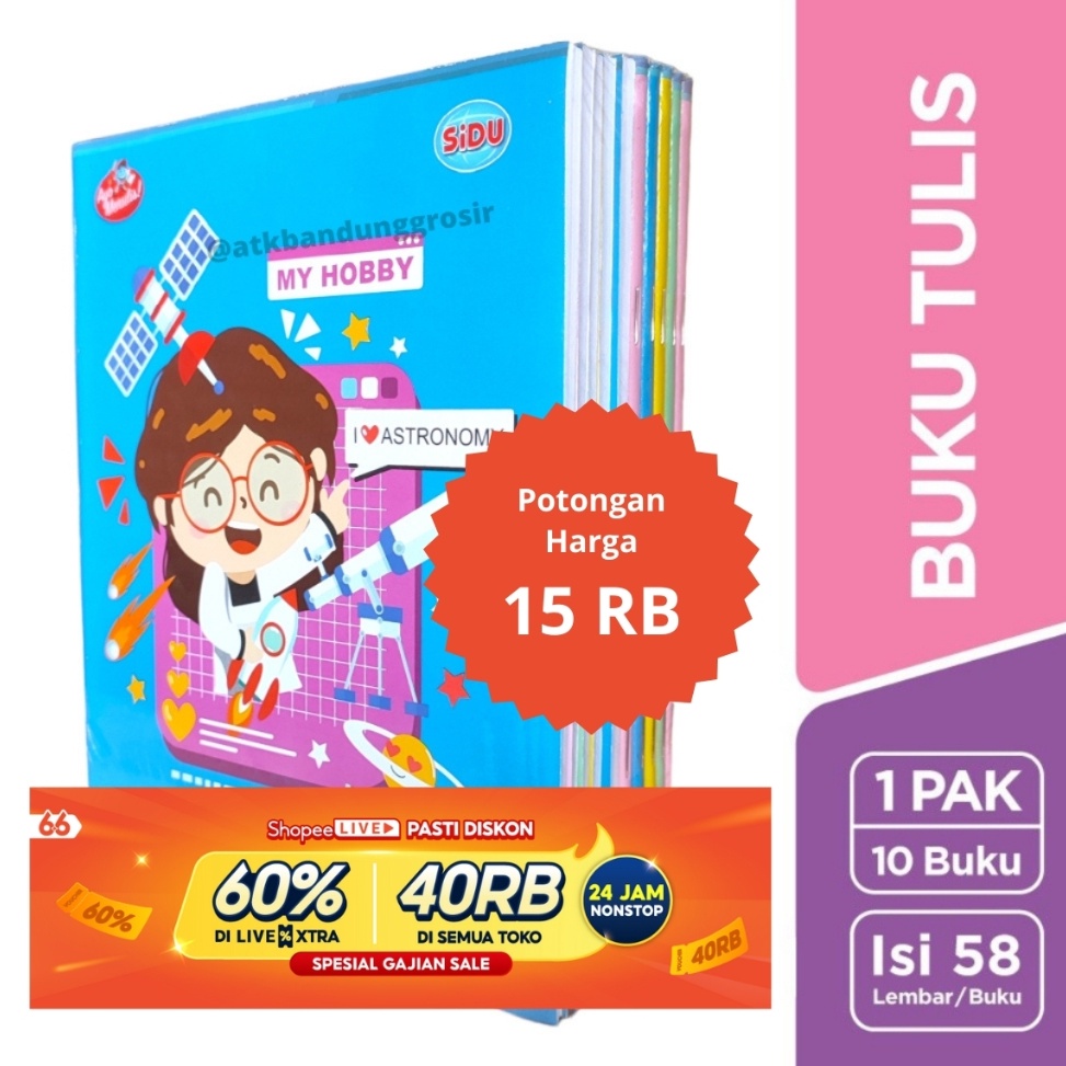 

Buku Tulis Sinar Dunia 58 Lembar SIDU Uk Quarto Random Cover pak 1 pcs u F1X6