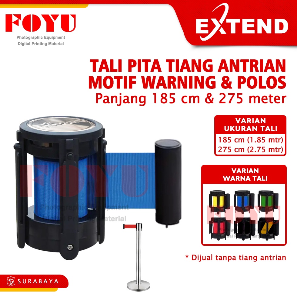 

Tali Pita Sabuk Tiang Pembatas Antrian Antrean Head Belt Queue Line Pole Railing Stand 2 3 meter Extend a B5R3
