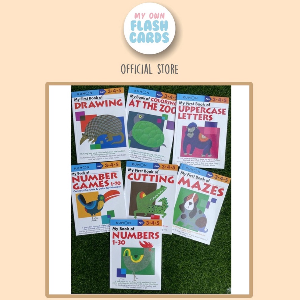 Kumon My First Book of Set Ages 3 4 5 Dapat 7 Buku Letters Drawing Cutting Mazes Numbers Coloring Bu