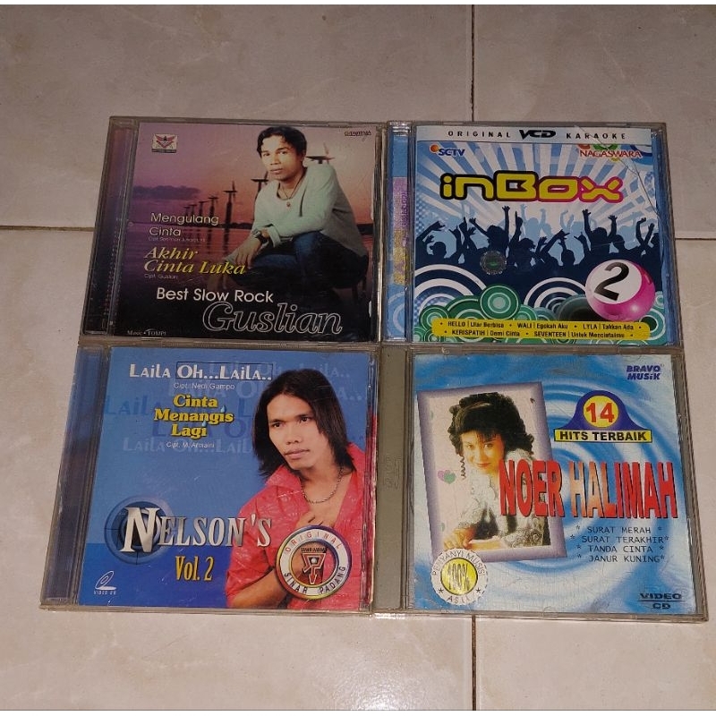 vcd Indonesia Original GUSLIAN-Best Slow Rock  / NELSON'S-Vol. 2 / NOER HALIMAH-14 Hits Terbaik