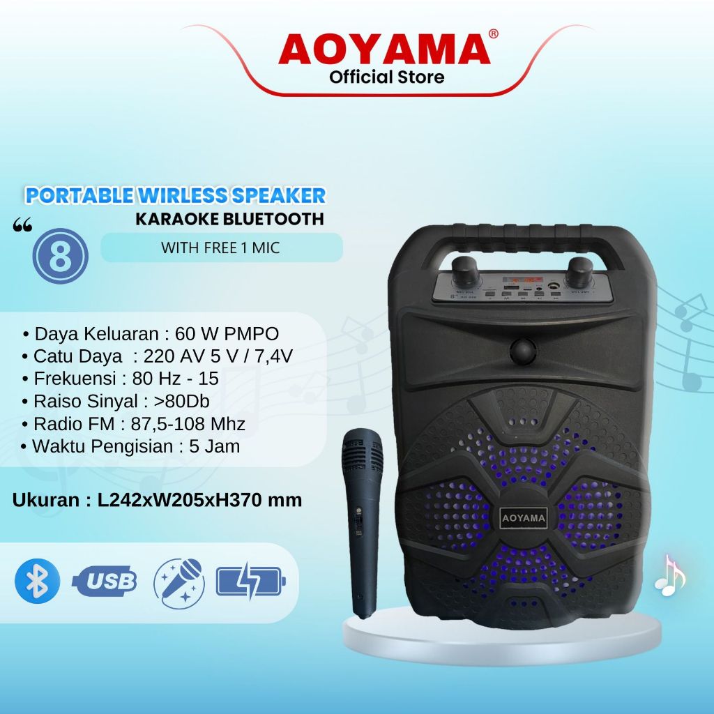 SPEAKER BLUETOOTH AOYAMA SPEAKER AKTIF FREE MIC COD SPEAKER BLUETOOTH AOYAMA / SPEAKER PORTABLE / SP